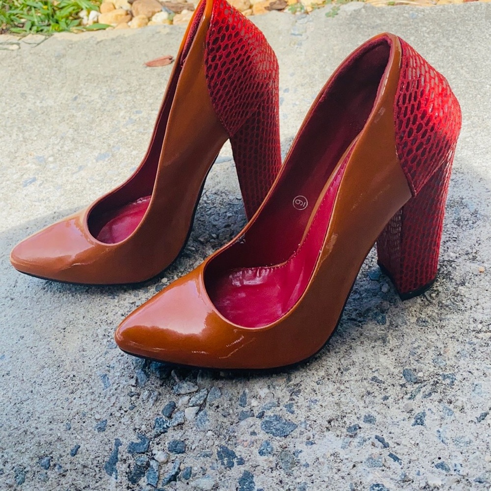 Burnt orange pumps